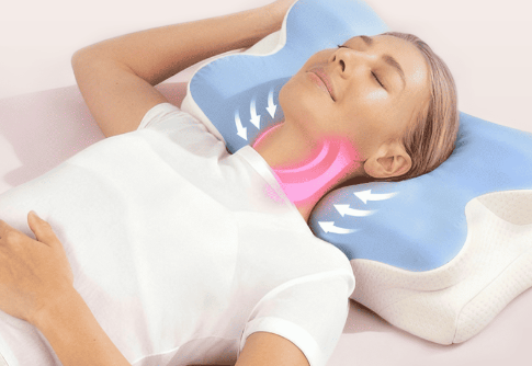 Melara Pillow 頸部支撐使用情境示意